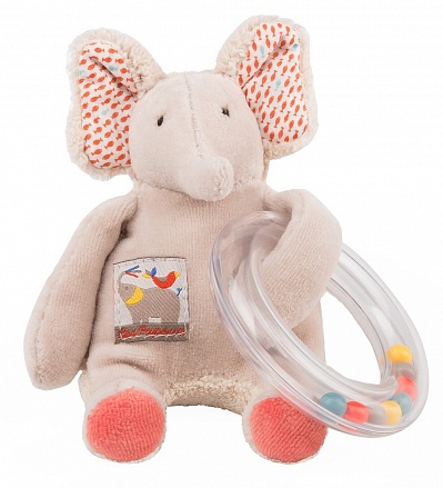 Мягкая игрушка - Слон с бусинками и погремушкой, 15 см. 